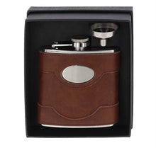 Load image into Gallery viewer, 6oz BROWN LEATHER HIP FLASK