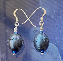 Load image into Gallery viewer, AQUAMARINE IRIDESCENT LAMPWORK EARRINGS