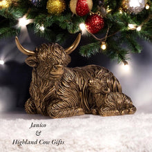 Load image into Gallery viewer, BRONZE LYING DOWN HIGHLAND COW &amp; CALF

