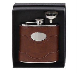 6oz BROWN LEATHER HIP FLASK