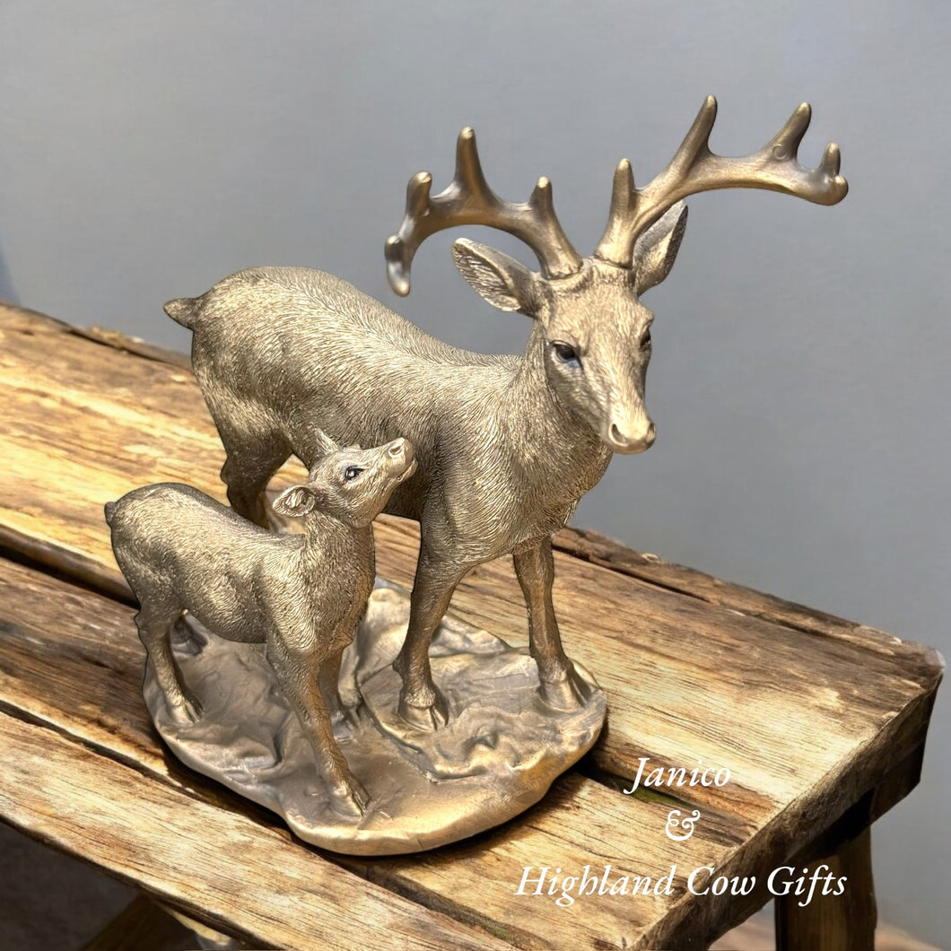 BRONZE DEER & FAWN