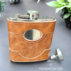 6oz BROWN LEATHER HIP FLASK