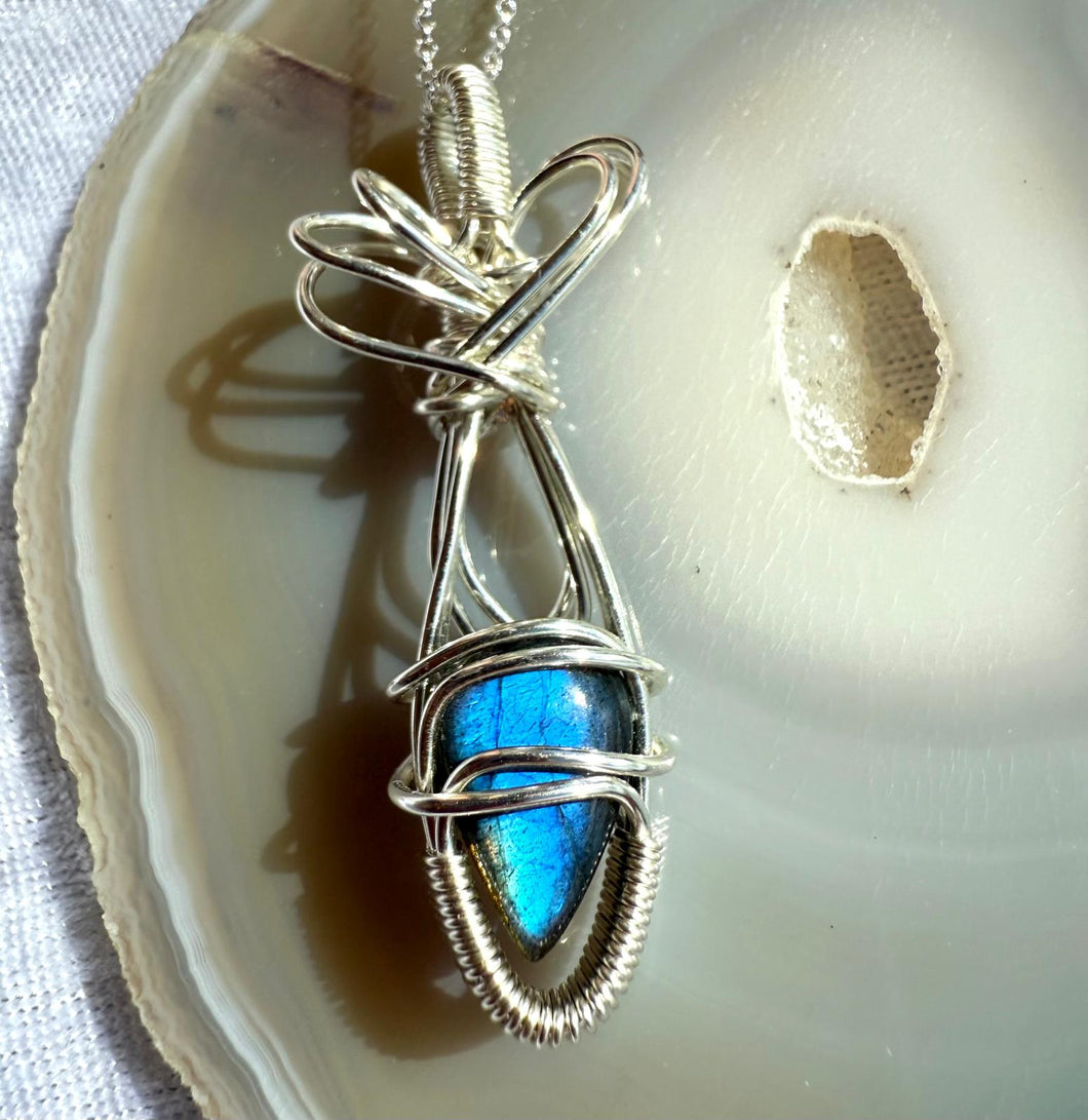 PETITE PEAR LABRADORITE PENDANT
