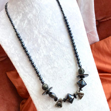 Load image into Gallery viewer, HEMATITE &amp;  LAMPWORK NECKLACE
