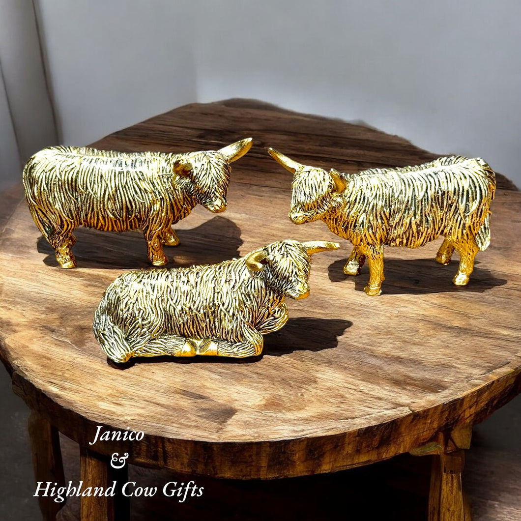 Set of 3 BRONZE MINIATURE HIGHLAND COWS