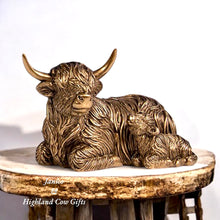 Load image into Gallery viewer, BRONZE LYING DOWN HIGHLAND COW &amp; CALF
