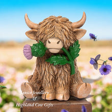 Load image into Gallery viewer, HAPPY HIGHLAND COW with TARTAN SCARF &amp; CAP
