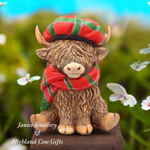 Load image into Gallery viewer, HAPPY HIGHLAND COW with TARTAN SCARF &amp; CAP

