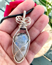 Load image into Gallery viewer, TOURMALINE MOONSTONE WIREWRAP PENDANT
