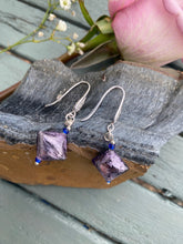 Load image into Gallery viewer, VIOLET CUSHION LAMPWORK EARRINGS
