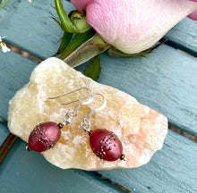 Load image into Gallery viewer, ROSE  IRIDESCENT LAMPWORK EARRINGS
