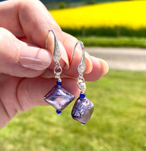 Load image into Gallery viewer, VIOLET CUSHION LAMPWORK EARRINGS
