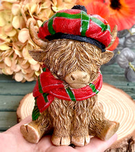 Load image into Gallery viewer, HAPPY HIGHLAND COW with TARTAN SCARF &amp; CAP
