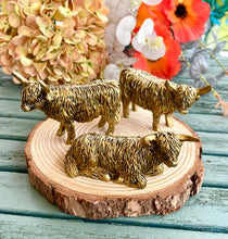 Load image into Gallery viewer, Set of 3 BRONZE MINIATURE HIGHLAND COWS
