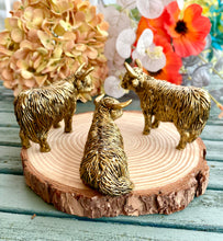 Load image into Gallery viewer, Set of 3 BRONZE MINIATURE HIGHLAND COWS
