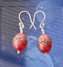 Load image into Gallery viewer, AQUAMARINE IRIDESCENT LAMPWORK EARRINGS
