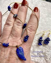 Load image into Gallery viewer, LAPIS LAZULI WING GEM NECKLACE &amp; EARRINGS
