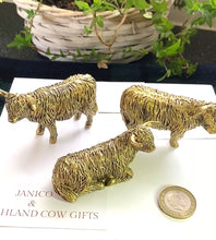 Load and play video in Gallery viewer, Set of 3 BRONZE MINIATURE HIGHLAND COWS
