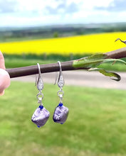 Load and play video in Gallery viewer, VIOLET CUSHION LAMPWORK EARRINGS
