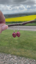 Load and play video in Gallery viewer, ROSE  IRIDESCENT LAMPWORK EARRINGS
